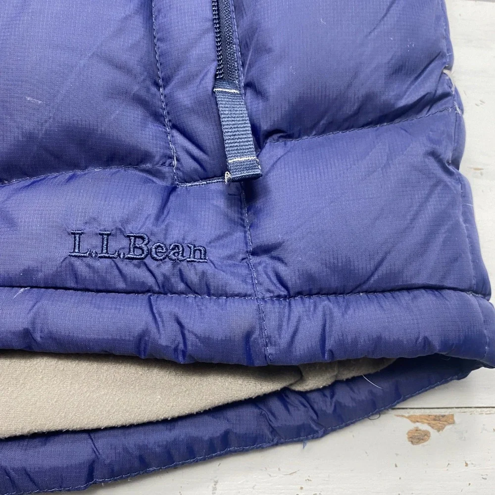 L.L. Bean Puffer Vest Women S Navy Blue Goose Down Insulated Fleece Lined 276563